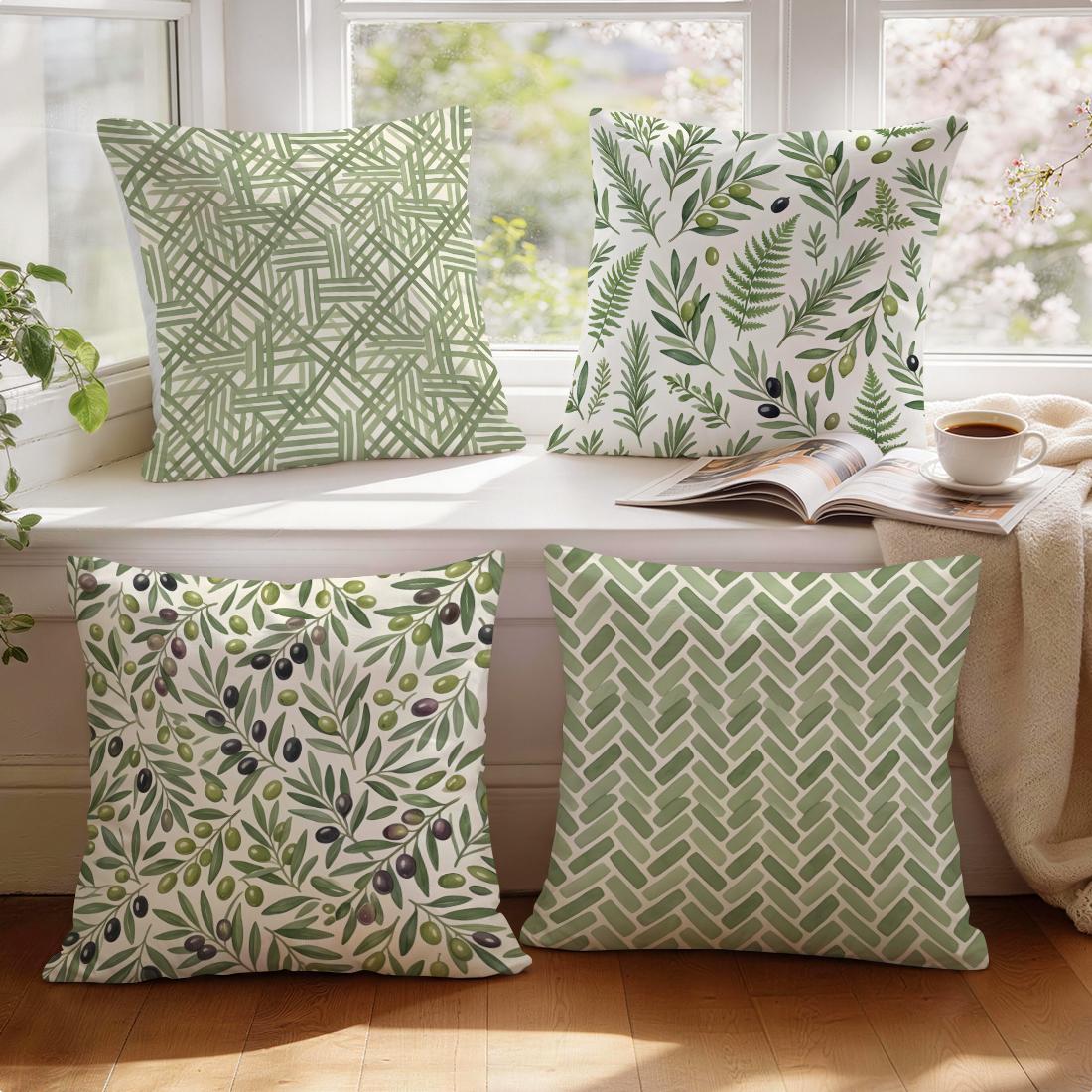 Exquisite Fashion Items Unisex Minimalist Geometric Leaves Cushion Covers Pillowcase Fantasy-Inspired Home Decor Sofa Cushion Cover Living Room Bed Car Decor