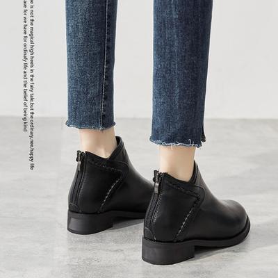 Small Heel Short Boots Women's 2025 New Martin Boots Women's Versatile Flat-bottomed Large-size Women's Shoes Autumn and Winter Comfortable Thin Boots