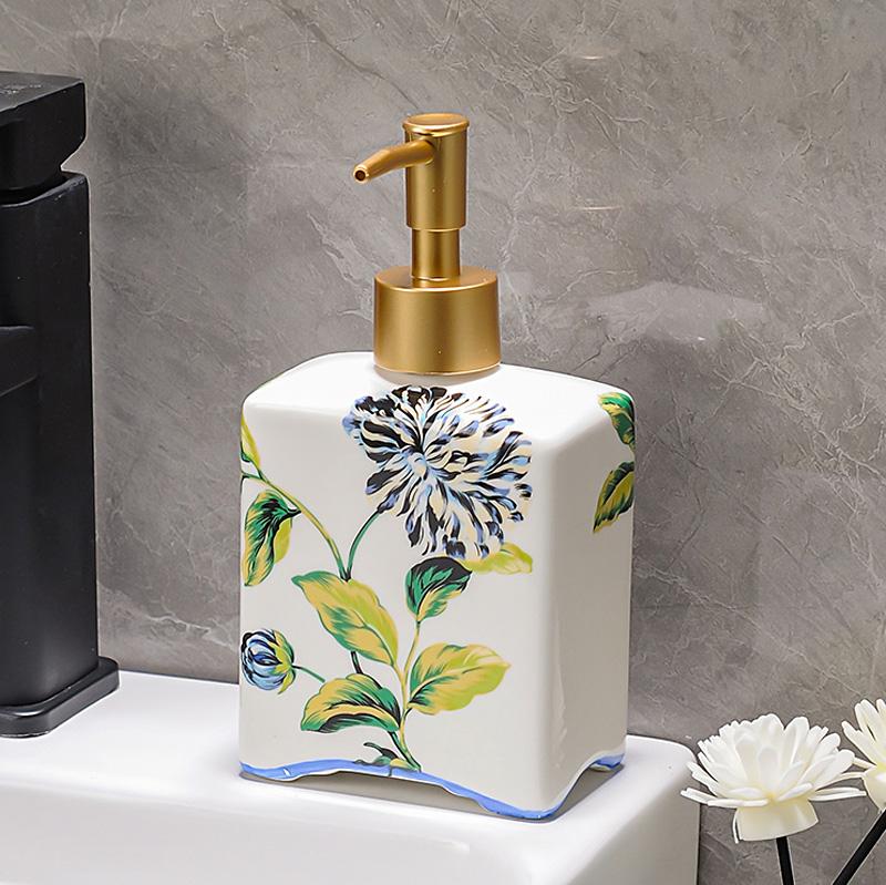 shampoo bath gel bottle Creative Painted Flower Press Soap Dispenser Travel Portable Shampoo Bottle Capacity Lotion Bottle
