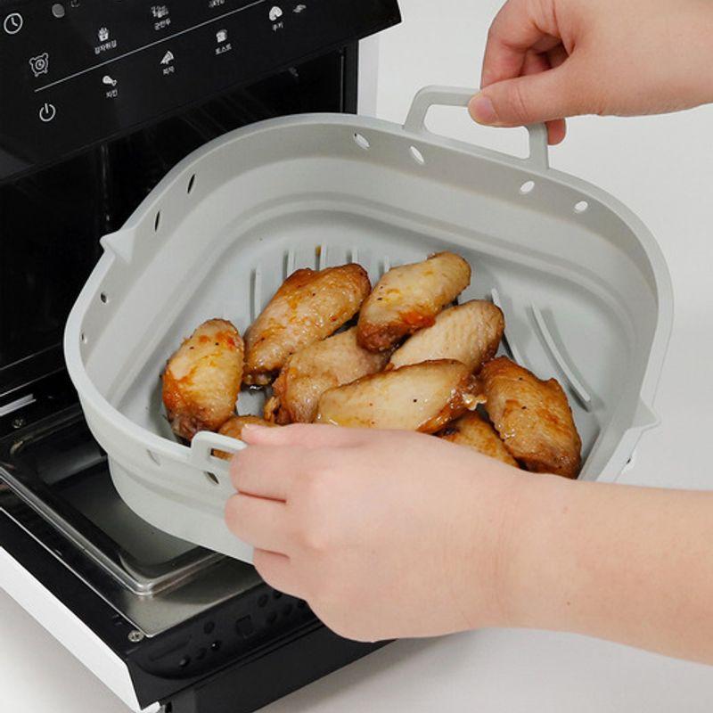 Reborn. J Platinum Silicone Air Fryer Folding Container 2-Piece Set / Folding Compartment Separable Microwave Oven Bowl