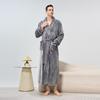 Unisex Flanel Bornoz Erkek Kadın Kalın Sıcak Pijama Bornozu Kışlık Ev Kullanımı