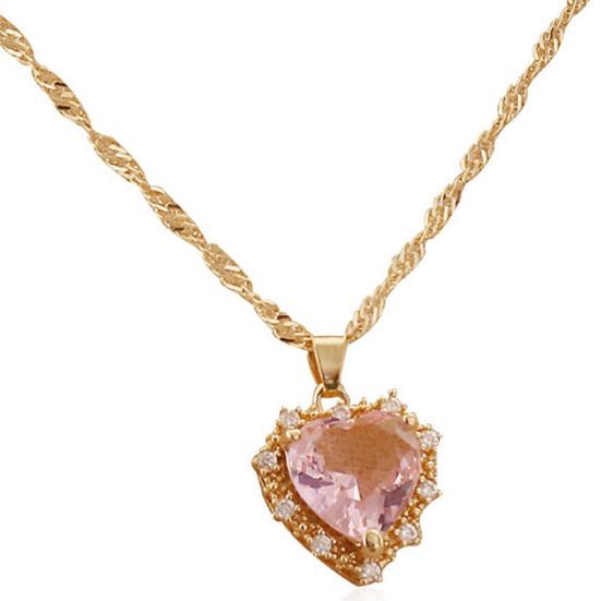 Women Necklace Creative Rhinestone Embedded Women Jewelry Tiny Heart Shape Pendant Clavicle Necklace for