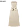 ZANZEA Women Summer Casual Off Shoulder Tube Top Long Dress