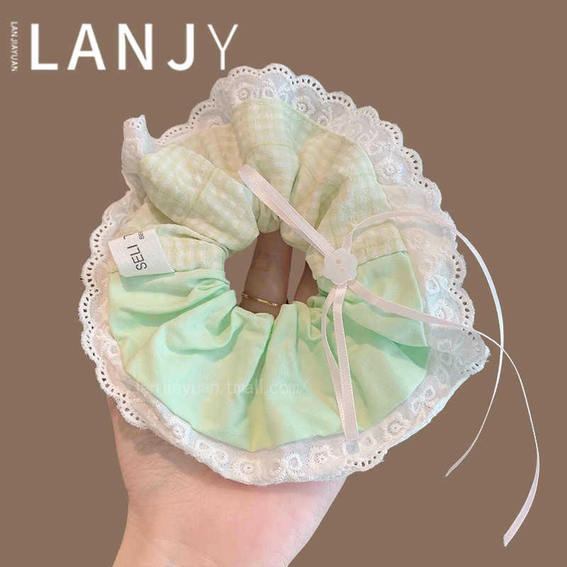 Korean Style Double Color Bow Lace Hair Tie for Bun 2025