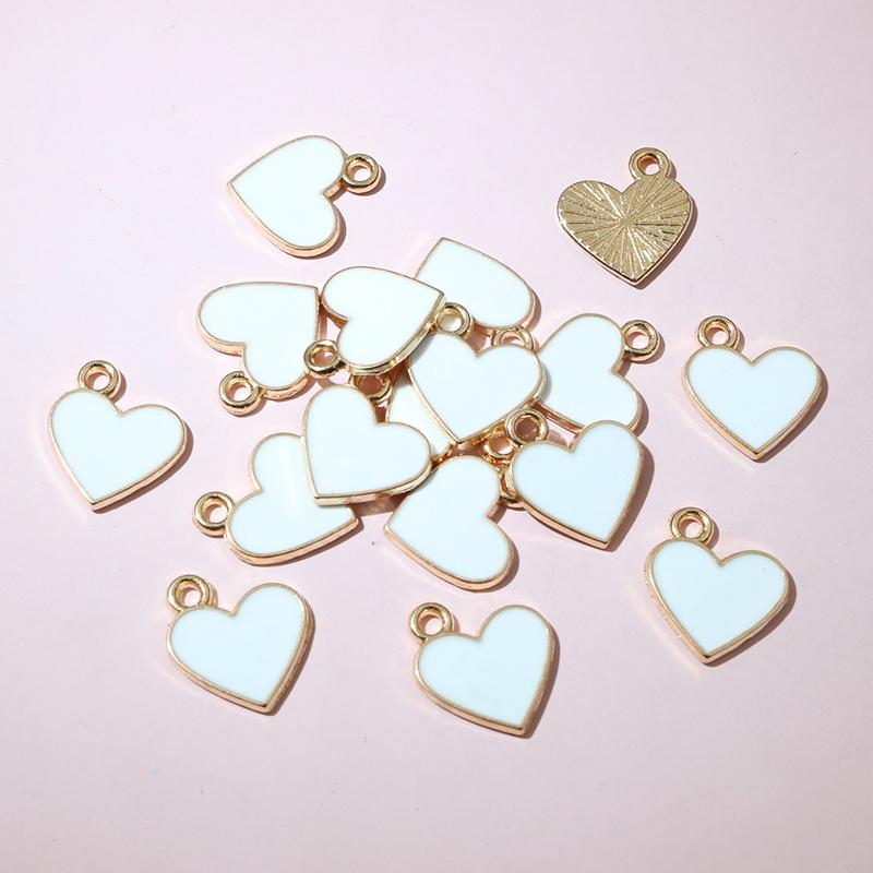 20pcs 13x11.5mm Enamel Small Cute Heart Charms Pendant DIY Jewelry Making Accessories Findings for Bracelet Earrings Keychains