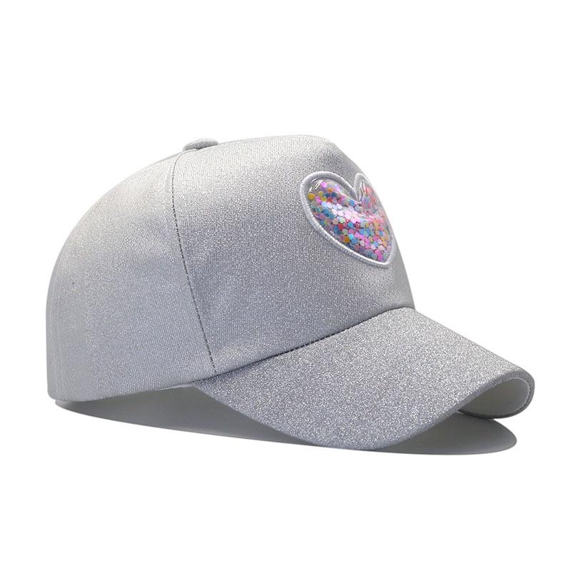 Children's Love Sequined Baseball Cap Spring and Summer Breathable Mesh Visor Outdoor Girls Cap - Year