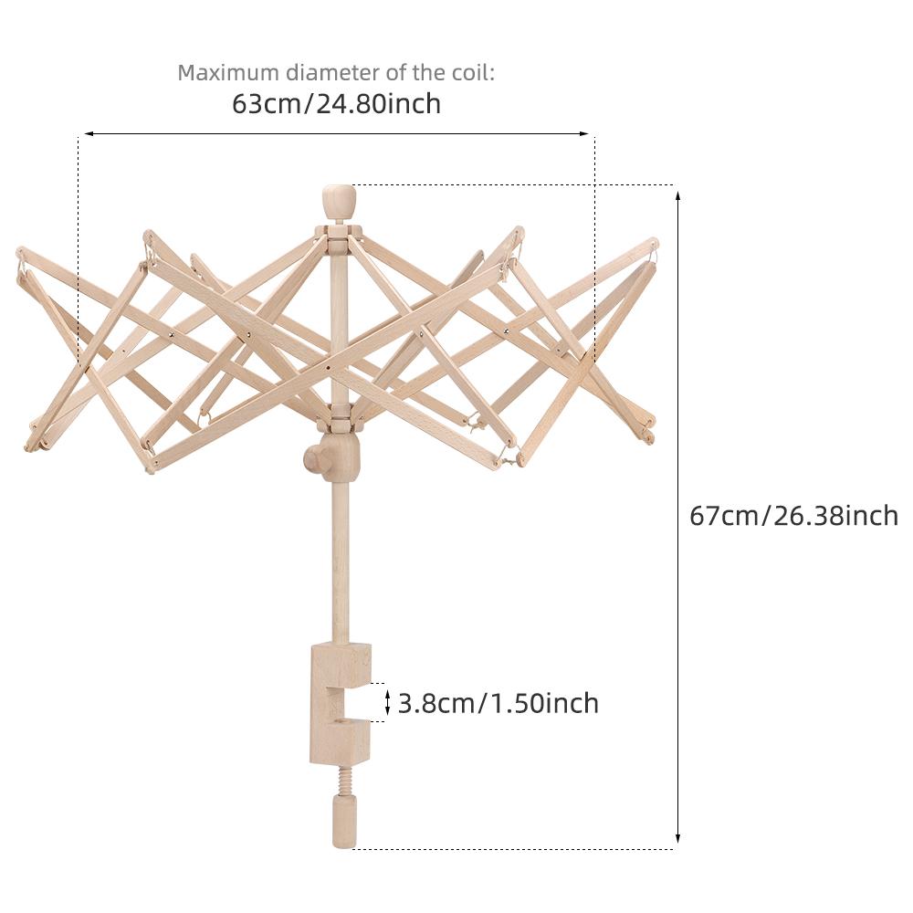 1pcs Manual Umbrella Shape Wooden Yarn Winder- Handcrafted DIY Knitting Crochet Tool for Wool Yarn Thread- No Electricity Needed