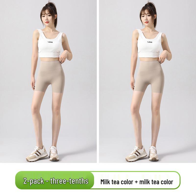 Women's 2026 Ice Skin Shark Feel Seamless Tummy Control Shorts: Thin, Stretchy, Hip-Lifting, Skin-Friendly Three-Quarter Length