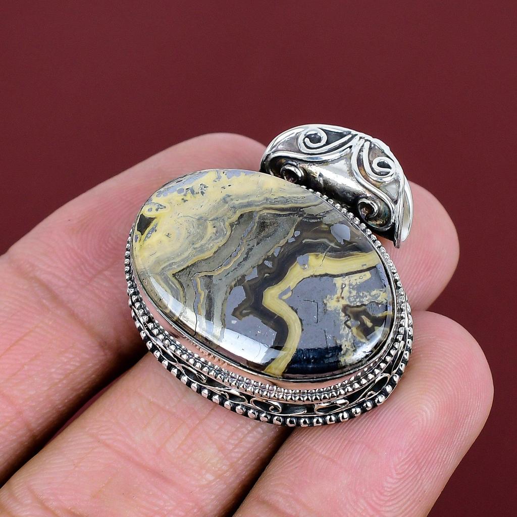 Schalenblende Pendant Original Gemstone Pendant 925 Sterling Silver Pendant Schalenblende Jewelry Handmade Vintage Pendant Gifts for Mother