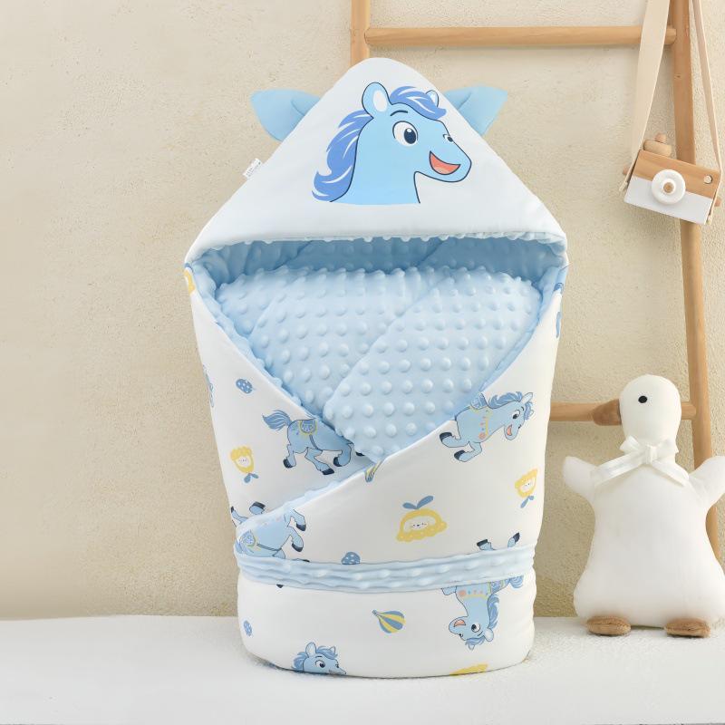 Year of the Horse Baby Swaddling Blanket - Pure Cotton, Thickened for Spring/Autumn, Perfect for Newborns in Delivery Room or Outdoor Use