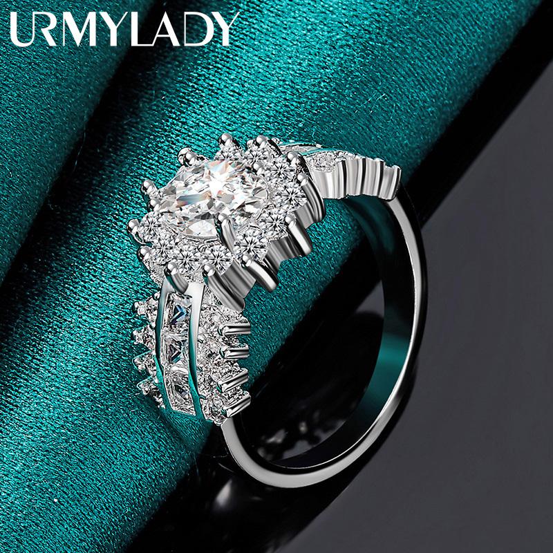 925 Sterling Silver Tři řady Nebe plné hvězd Zirkon 7 8 9 10 Prsten pro ženy Módní šperky