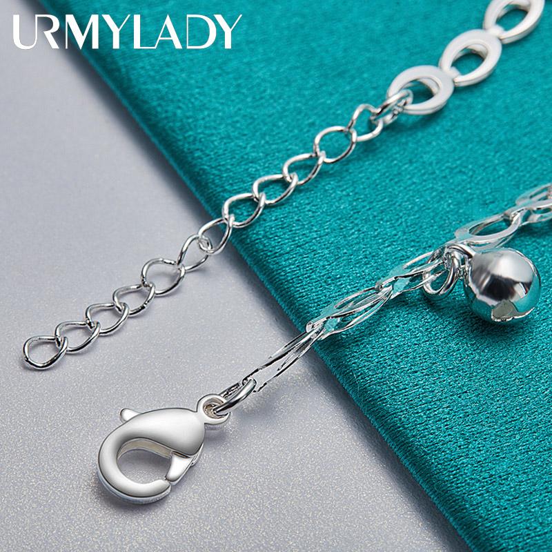 925 Sterling Silver Bell Chain Bracelet Fashion Jewelry MB102