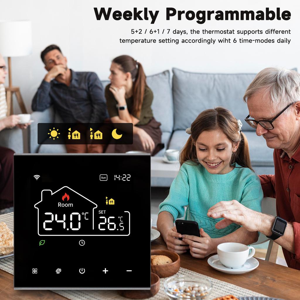 New Tuya WiFi/NonWiFi Opt.Smart Thermostat Electric Heating Water Gas Boiler Temp Controller Work With Alexa Google Home Alice Fuel Injectors 6