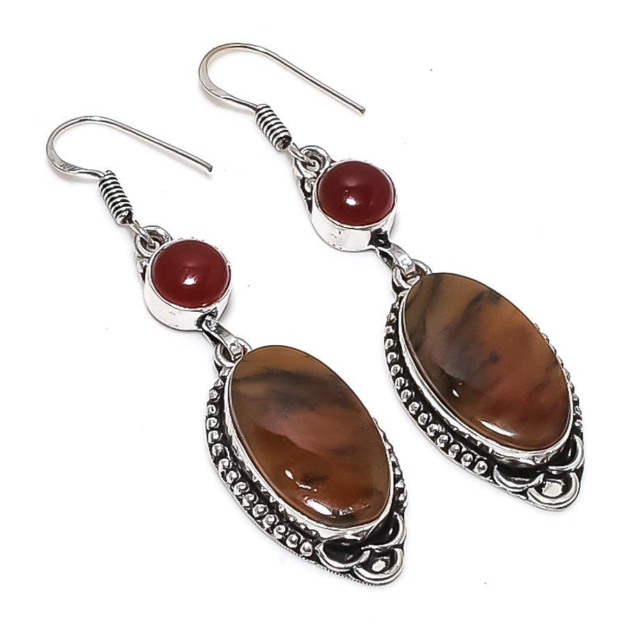 

Natural Honey Dendritic, Carnelian 925 Sterling Silver Earring 2.56 r8c17