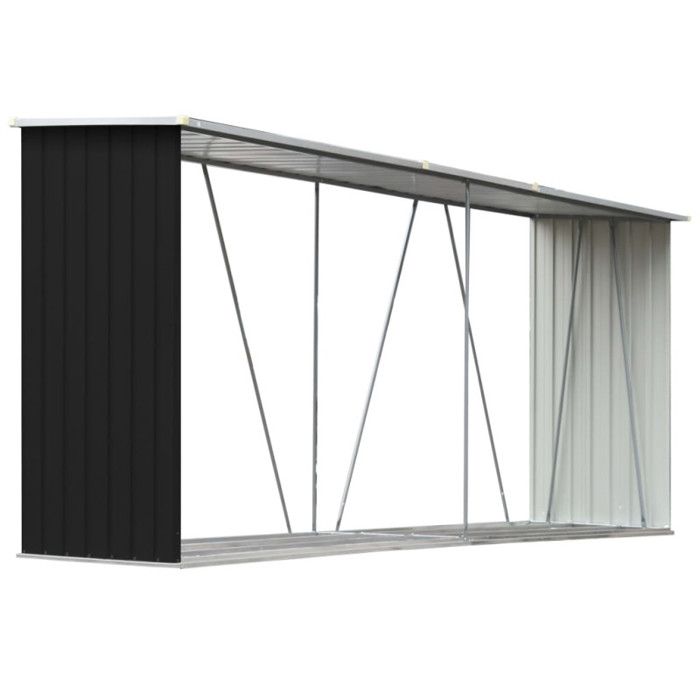 Wood Storage Shelter - vidaXL - Galvanized Steel - 330x84x152cm - Anthracite - Durable