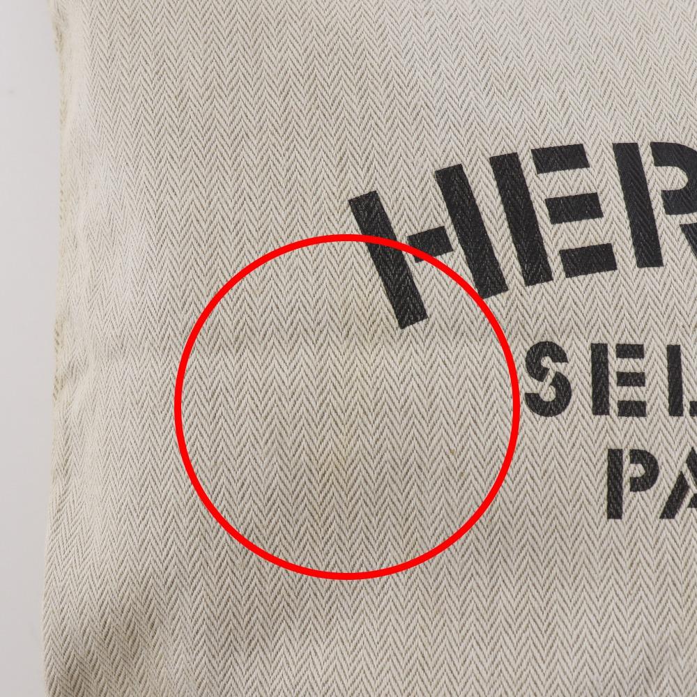 Hermes Alain GM Shoulder Bag Beige Canvas Unisex Used