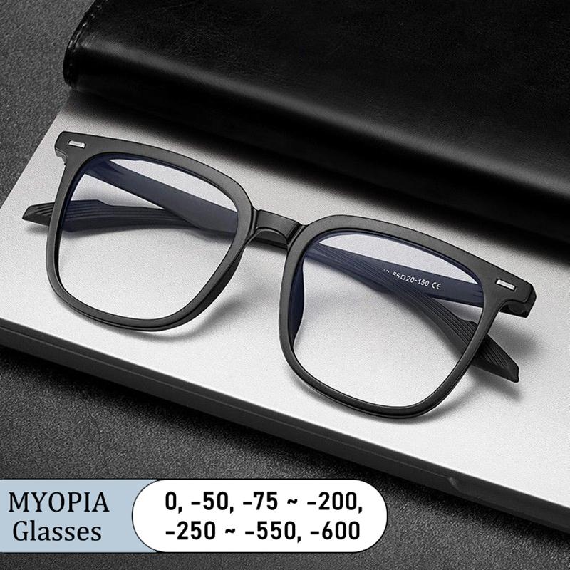 Classic Brand Photochromic Square Oversized Glasses Anti Blue Light Prescription Myopia Custom Men Eyewear