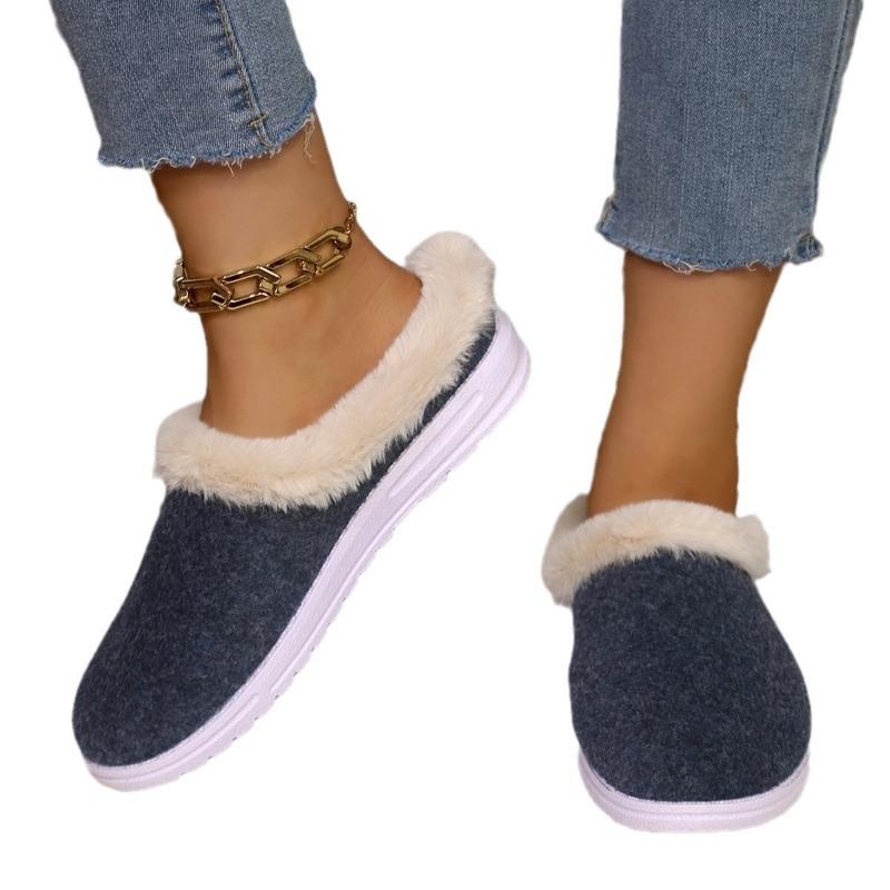 Mao Mao Snow Boots Women's Winter New Thick-soled Short Tube Thickened One Pedal Lazy Light Cotton Shoes