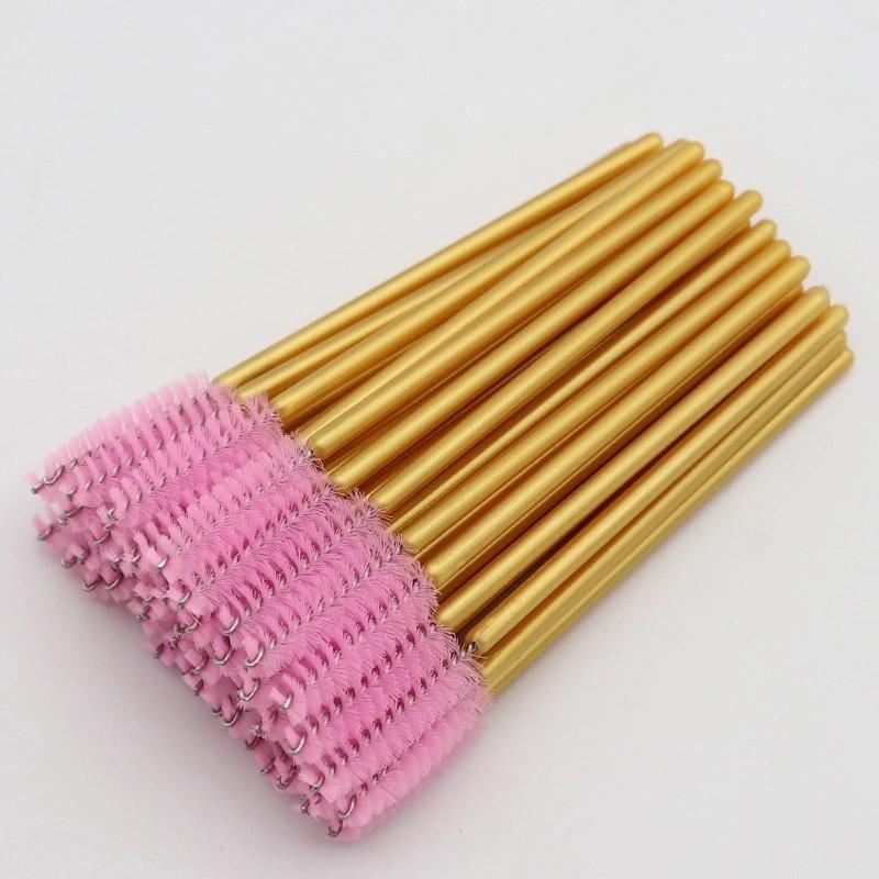 Pack of 50 Disposable Eyelash Brushes with Nylon Bristles, Solid Handle - Portable Eyebrow Brush and Eyelash Curler Makeup Tools.