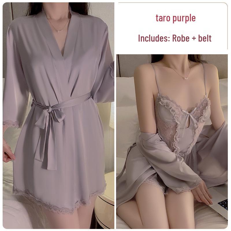 Gorgeous Plus Size Mesh See-Through Camisole Nightgown Set