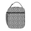 Elegante Bolsa de Almuerzo Aislada con Patrón de Murciélago Blanco y Negro para Niños, Nevera Escolar, Contenedor Térmico para Comida, Bolsa de Tote, Fiambreras Portátiles