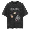 Jujutsu Kaisen Megumi Fushiguro T-Shirt Shikigami Göttlicher Hund Grafik Herren Säurewaschung Übergroß Streetwear Anime Baumwoll Oberteil