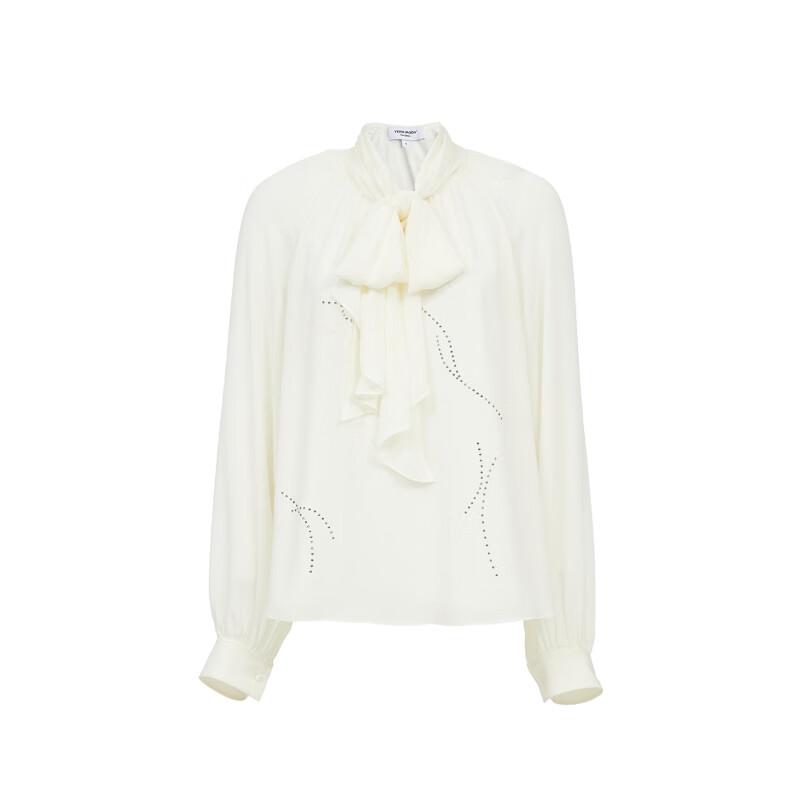 VEROMODA Rhinestone Tie-Neck Blouse