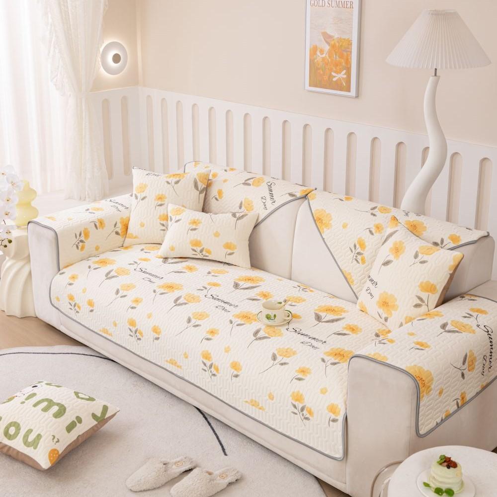 Living Room Anti-slip Couch Sofa Cover Summer Nordic Latex Flower Print Sofa Cushion Cover Slipcover Funda