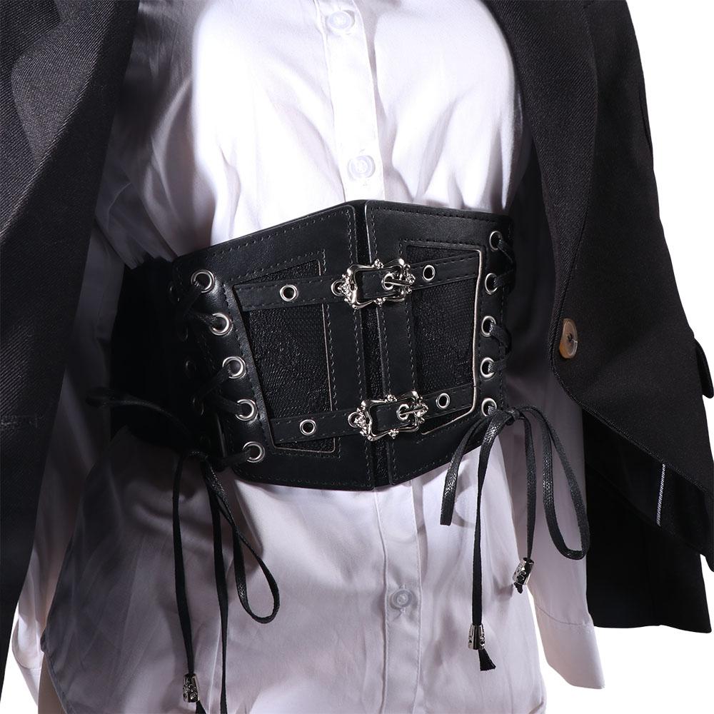 Leather Corset Belt Adjustable Wide Waist Corset Gothic Lace Cummerbunds  Girl
