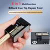 8-In-1 Billiard Cue Multi-Functional Leather Head Repair Tool Sharpener Shape Cleaning Polishing Needling Billiard Accessories