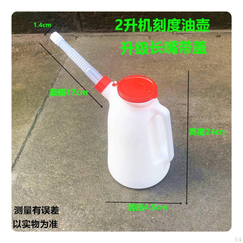 Plastic Oil Can With Lid 2L Graduated Fluid Jug Lightweight for Auto Repair Shop