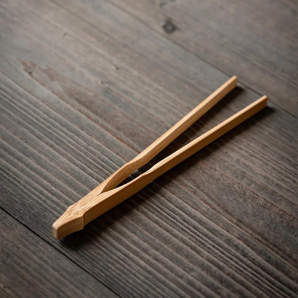 New Bamboo Wood Tea Clips Safe Straight Tea Utensil Tweezer Durable Food Toast Salad Tongs Kitchen
