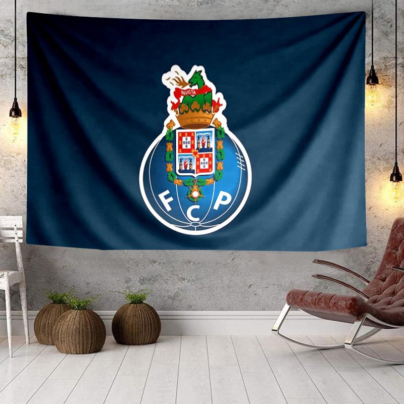 1 Stück FC Porto Wappen Design Wandteppich zum Aufhängen für Schlafzimmer, Wohnzimmer, Spielzimmer, Dekorationskunstzimmer Wandteppich Feiertags- und Geburtstagsgeschenke