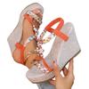 SyfIyno Summer Sandals Women's Fashion Open Toed Knitted Elastic Belt Slope Heel Thick Bottom High Heel Sandals Eleven Styles