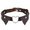 Heart Shirt Collar Faux Leather Choker, Punk Style Collar Necklace Clavicle Chain for Women