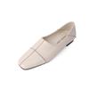 Fashion Cow Leather Square Toe Women Low heel Casual Loafers Women Shoe Without Heel 2025 Spring Autumn Mules Woman Simple White Shoes