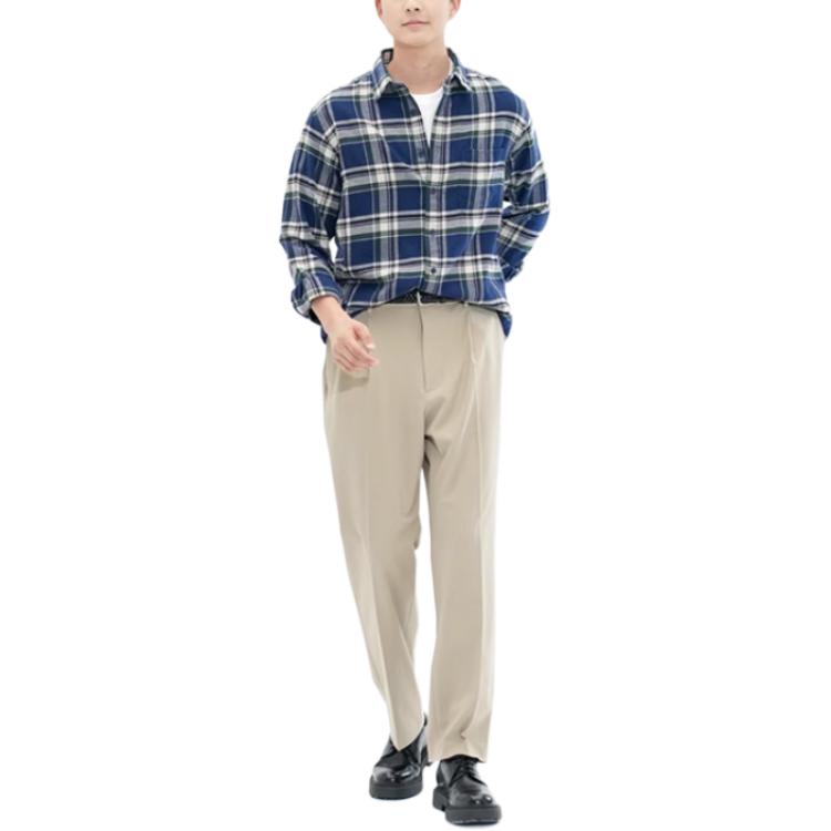 UNIQLO Solid Color Business Zipper Wide Leg Casual Pants Unisex bottoms Dark-Beige 462197-32