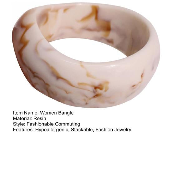 Women Acrylic Resin Chunky Bangle Hypoallergenic Colorful Geometric Irregular Wide Stackable Bracelet Fashion Jewelry Birthday Gift