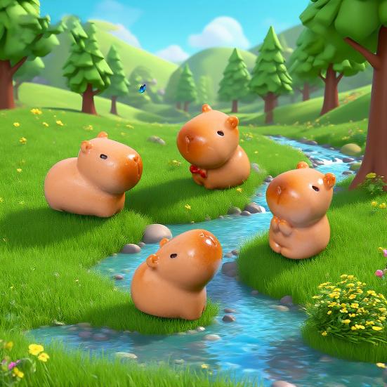 12 Stück Mini-Capybara-Figuren Niedliche winzige Capybara Harz-Ornamente Miniatur