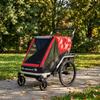 Bike Trailer for Kids, 2-Seater, 2-in-1 Foldable Kids' Bike Trailer with Adjustable Seat and Harness, Red