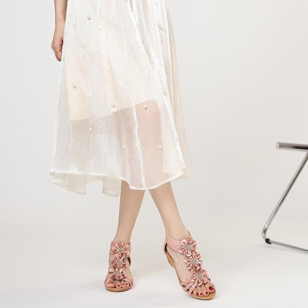Neue Sommer Damen Böhmische Ethnische Keilabsatz Plateau Römische Sandalen, Floral Design Zum Kleid Matching