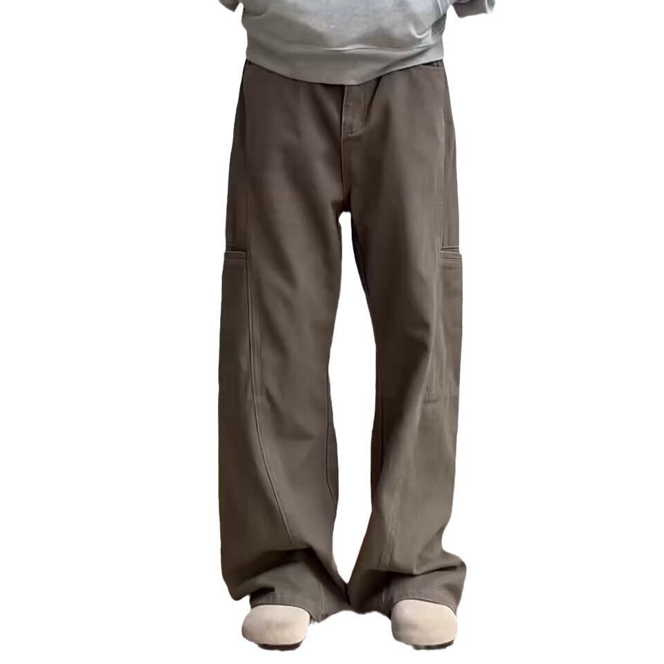 Maillard Retro Braun Stich Unisex Latzhose - Lässige Nischendesign Jeans