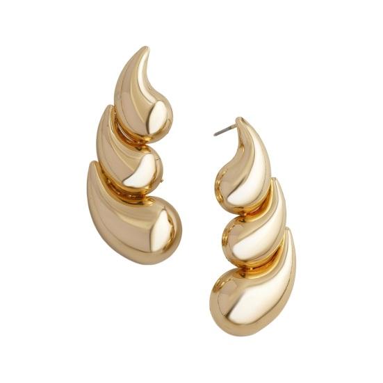 1 Pair Women Stud Earrings Water Drop Geometric Exaggerated Smooth Alloy Lightweight Daily Commute Ear Studs Lady Ear Jewelry