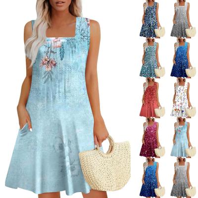 Womens Summer Dresses Loose  Sleeveless Sundresses Dress With Pockets