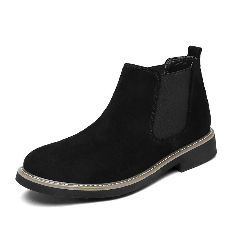 

Trendy Youth Men s Leather Chelsea Boots: Breathable Suede High-Tops for Casual and Formal Wear 39