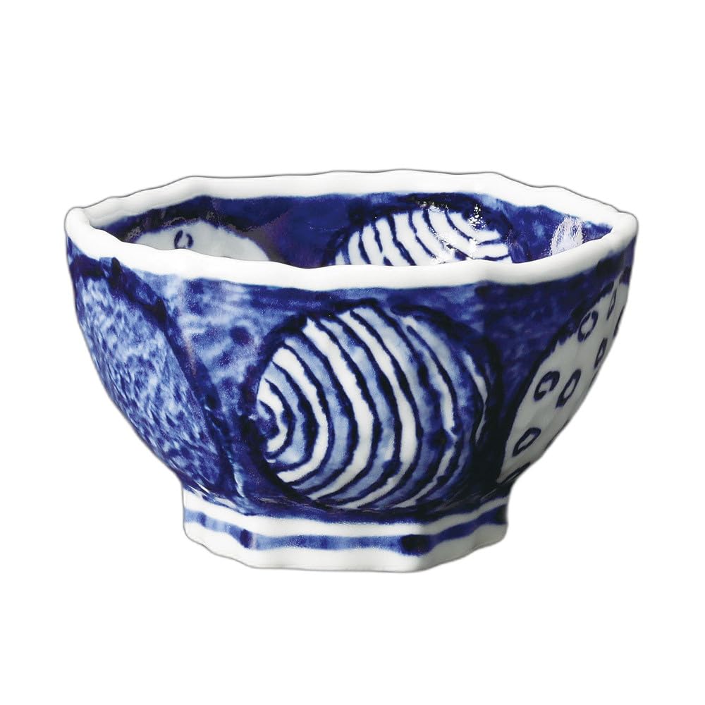 

Blue and white round crest hexagonal bowl Bowl (small) [16×9.5cm]