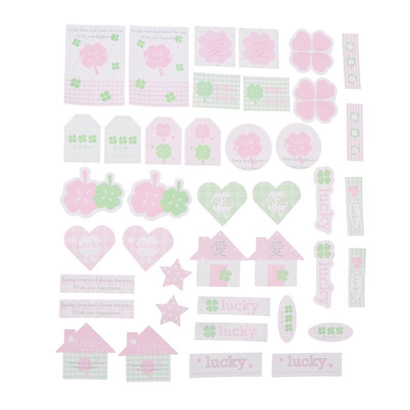40Pcs/set Lucky Four-leaf Clover Self-adhesive Sealing Sticker Photo Cards Packaging Bag Journal Deco Stickers