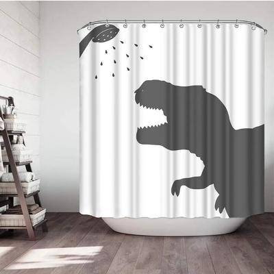 Animal Dinosaur Fabric Shower Curtain Dinosaur Silhouette Waterproof Polyester Fabric Bathroom Set with Hooks Animal Home Deco