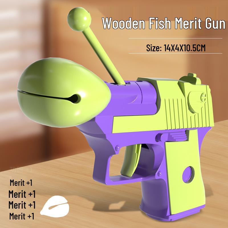 Desert Eagle Style 3D Wooden Fish Decompression Toy Gun