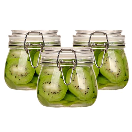 BDHD 3-Pack Large Capacity Airtight Glass Food Storage Jars, Perfect for Preserving Pickles, Fruit Honey, and More, Including Plum Wine, Fruit Wine, C